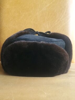 Luxurious Real Mink Fur & Suede Russian-Style Trapper Trooper Hat